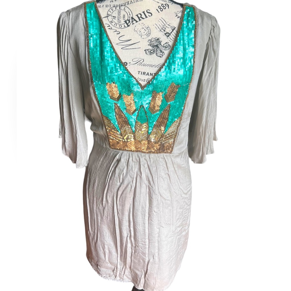 Monsoon 100%silk sequined top size large/X-Large